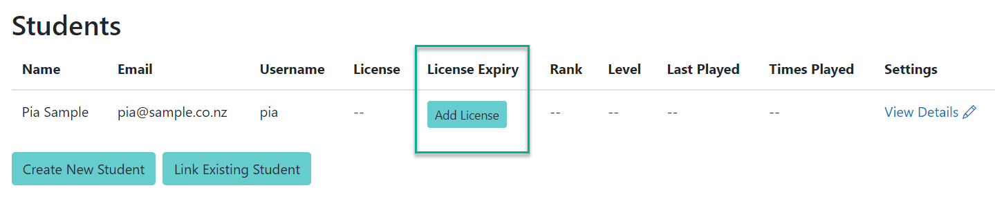 Sample Family Add Licence