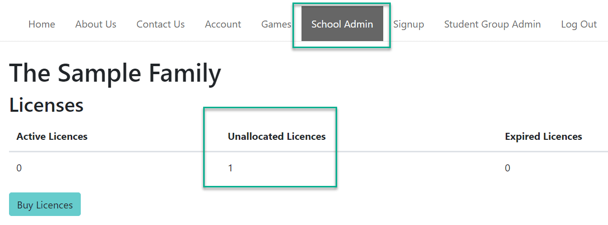 Sample Family Licences